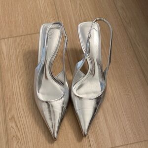 Zara Silver Slingback Heels